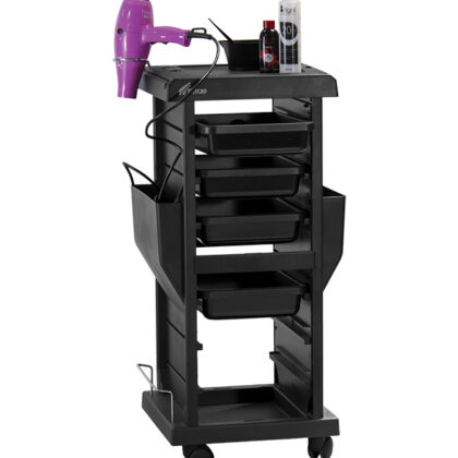 Carrello Deluxe Nero – Design Elegante per Parrucchieri e Centri Estetici